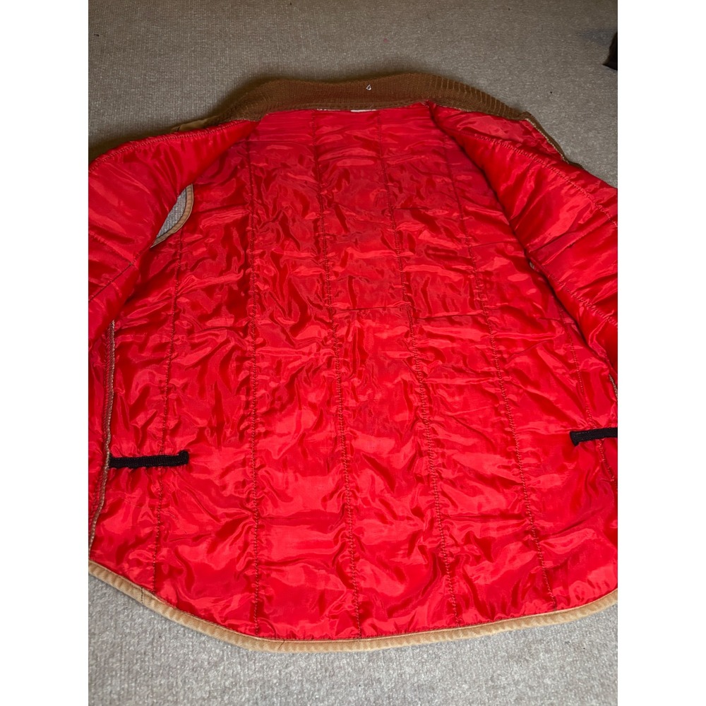Walls Blizzard-Pruf Insulated Workwear Vest Tan Duck Canvas Red Lining Mens L - Picture 7 of 11